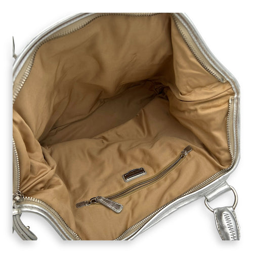 Miu Miu Perforated Tote Bag Silver in Calfskin, Silver hardware_11