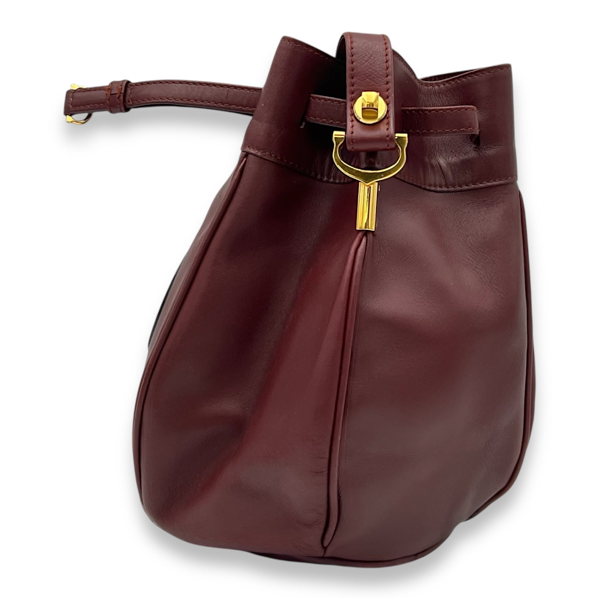 Cartier Must de Bucket Bag Red in Calfskin, Gold hardware_4
