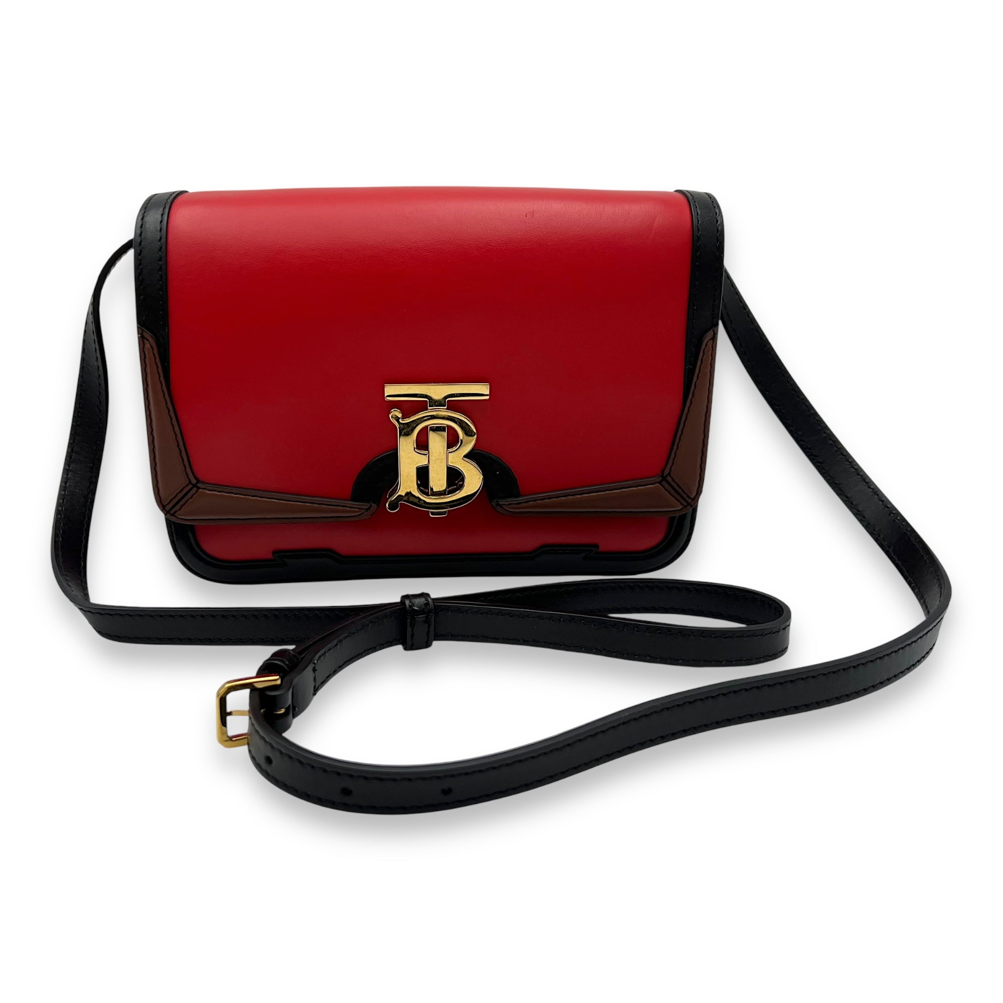 Burberry  TB Red Crossbody Bag in Calfskin, Gold hardware_9