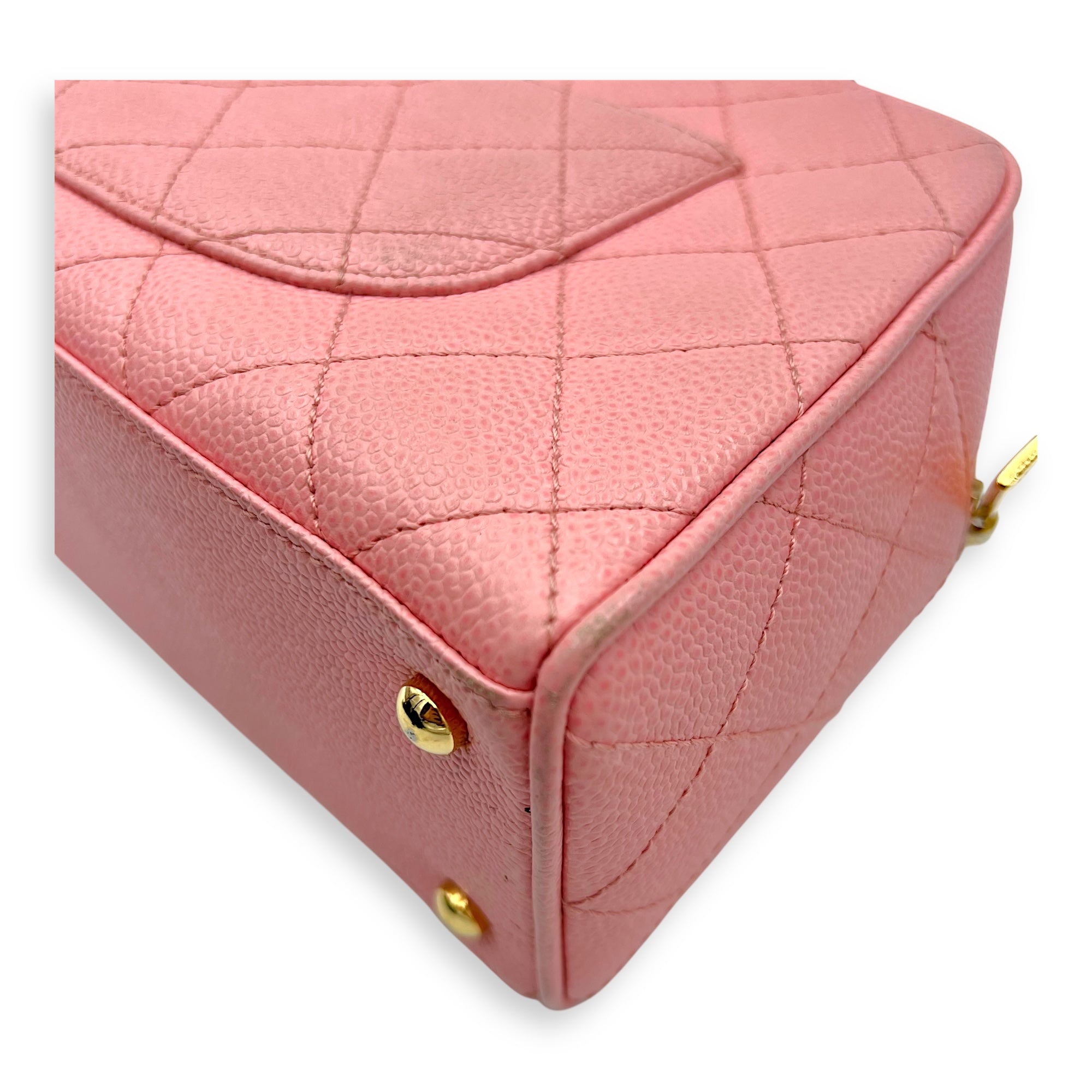 Chanel Bowling Pink Top Handle Bag in Caviar Leather, Gold hardware_13