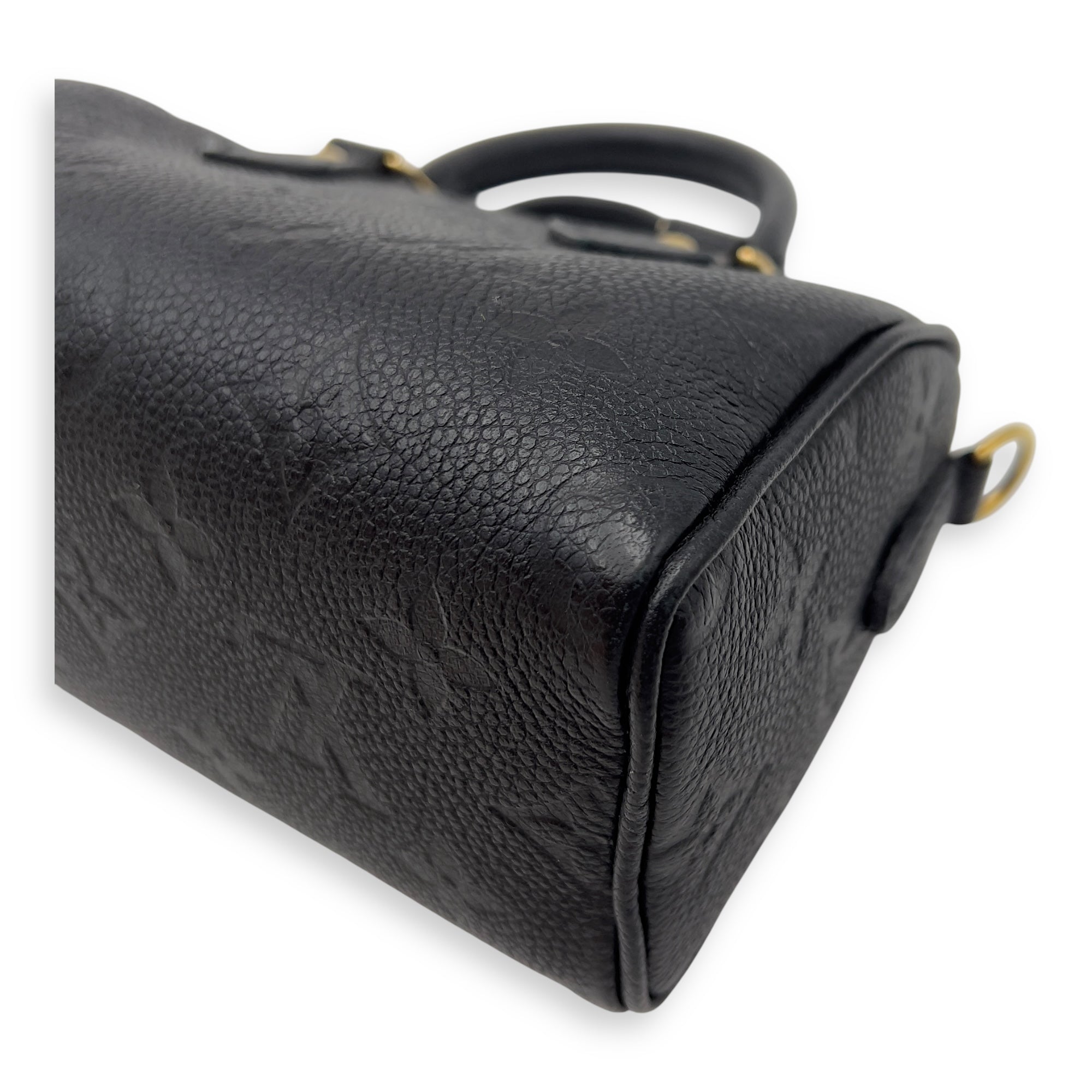 Louis Vuitton Speedy Nano Black Top Handle Bag in Monogram Empreinte Leather, Gold hardware_11