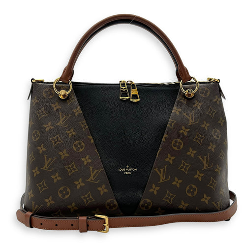 Louis Vuitton V MM Brown Top Handle Bag in Monogram Coated Canvas, Gold hardware_11