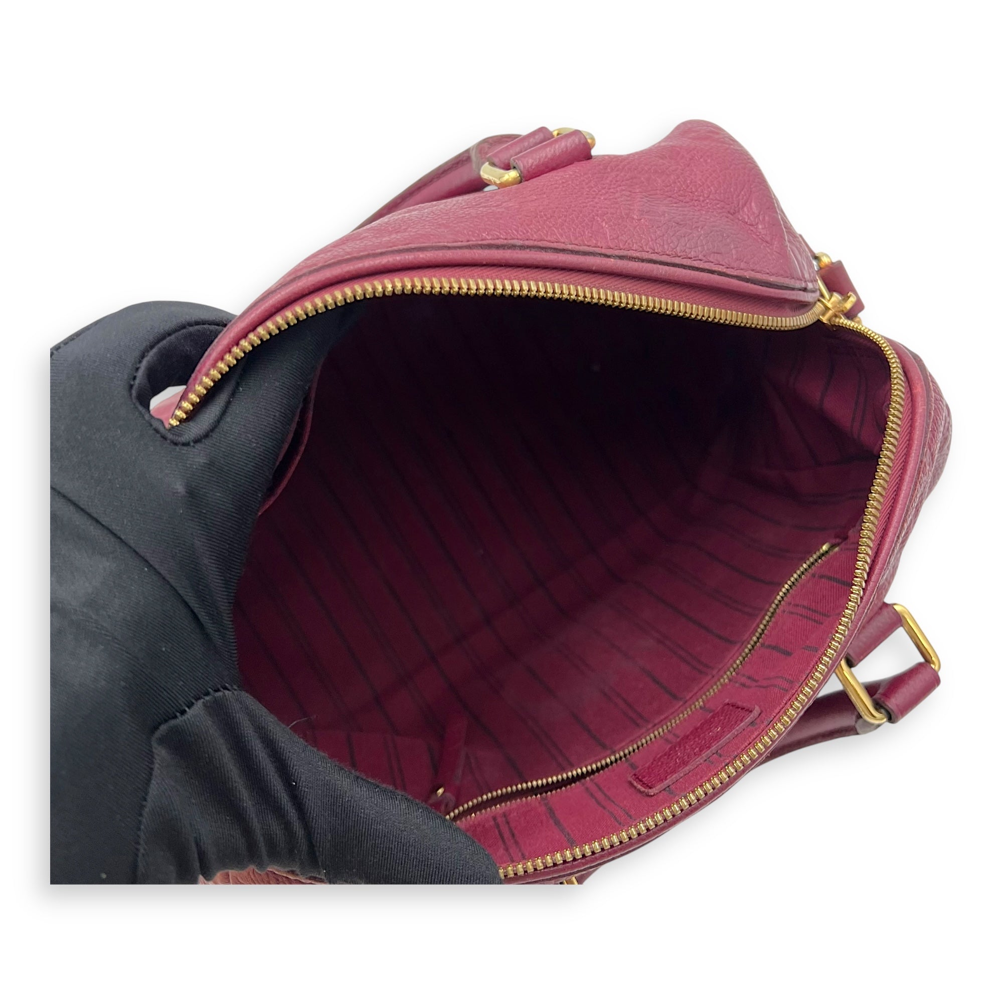 Louis Vuitton Speedy Bandouliere Top Handle Bag 25 Red in Empreinte Leather, Gold hardware_11