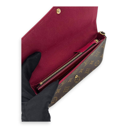 Louis Vuitton Felicie Wallet On Chain Brown in Monogram Coated Canvas, Gold hardware_11