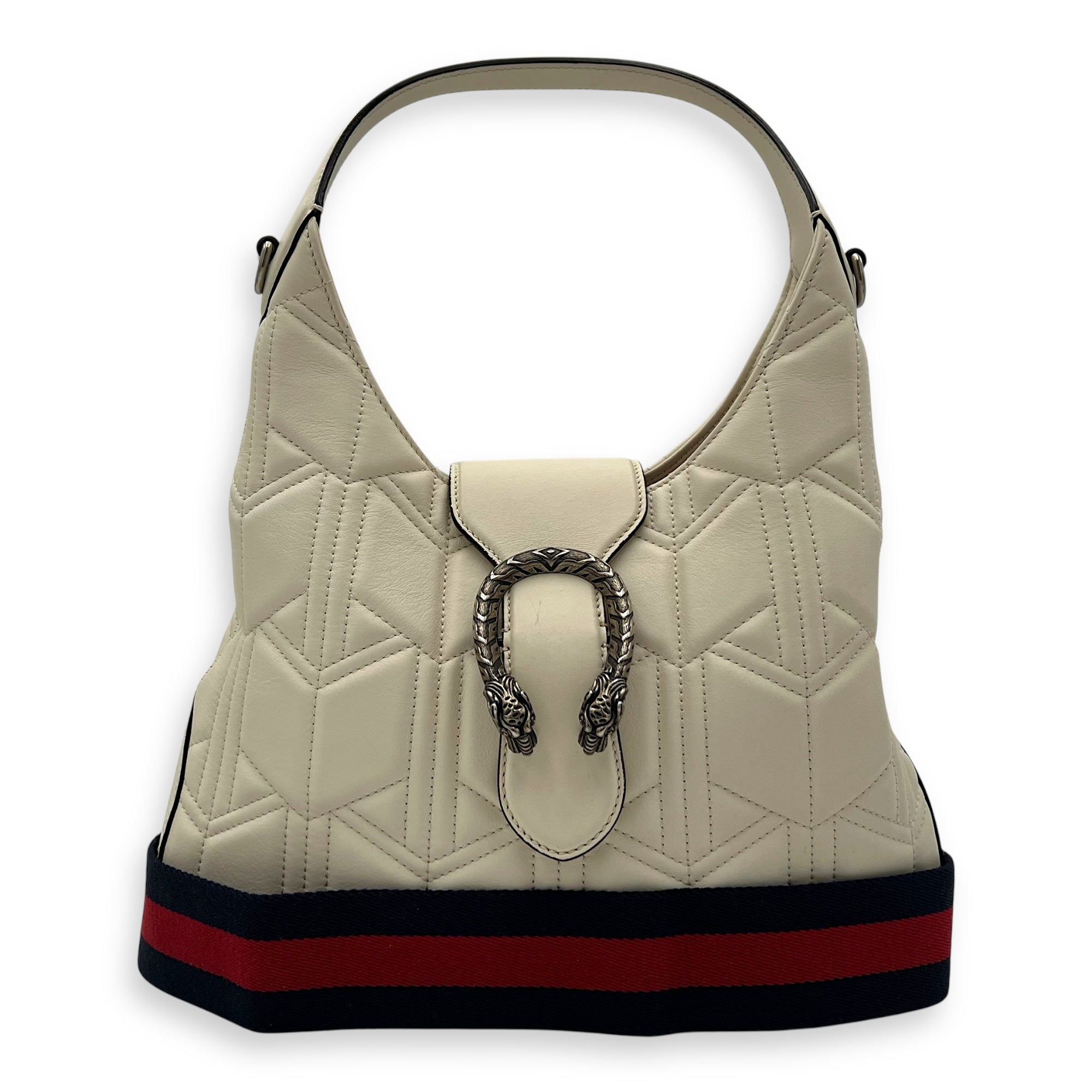 Gucci Dionysus Shoulder Bag White in Calfskin, Silver hardware_11