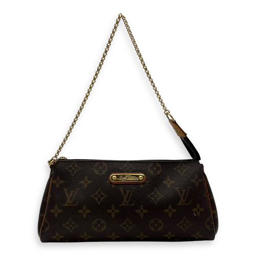 Louis Vuitton Eva Crossbody Bag Brown in Monogram Coated Canvas, Gold hardware_11