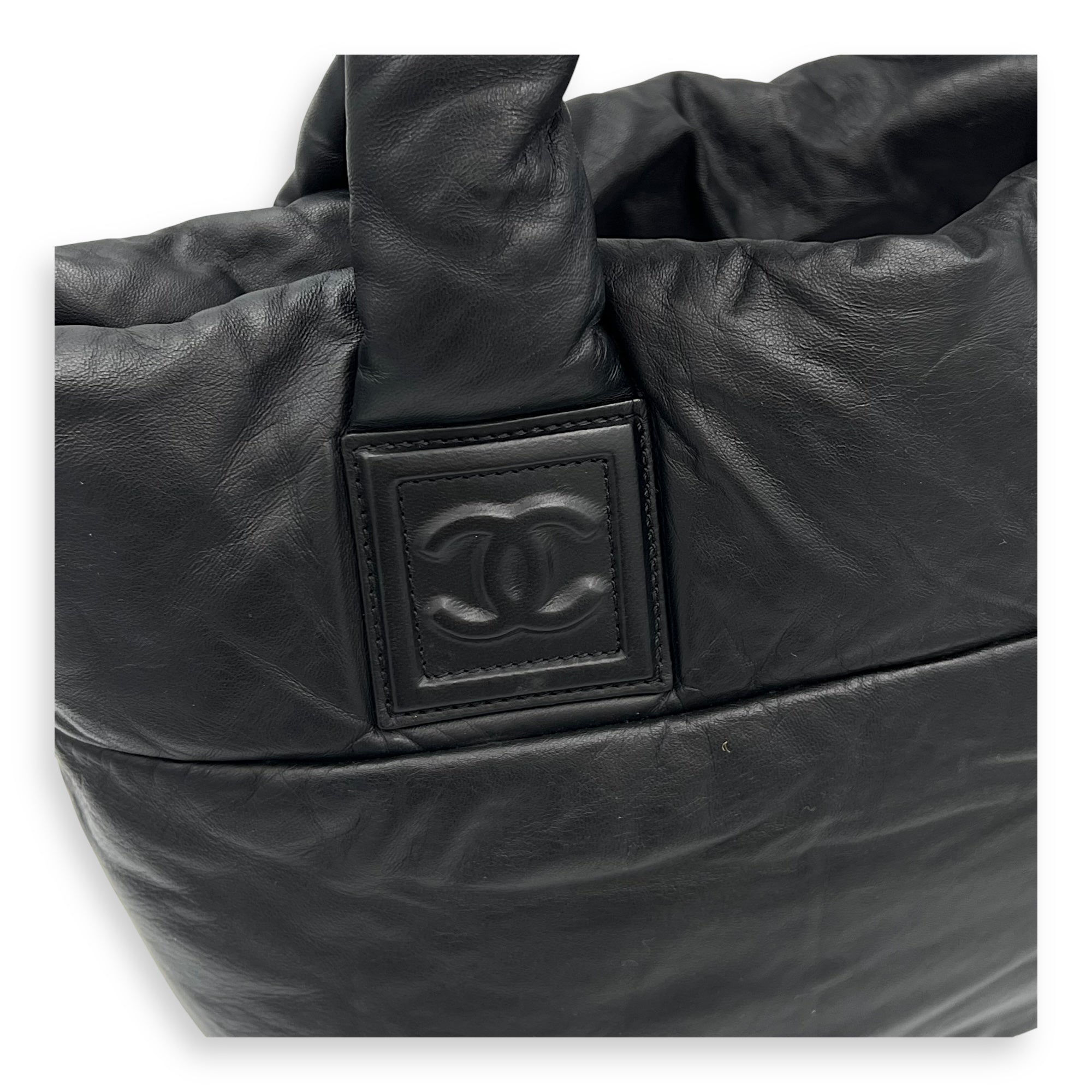 Chanel Reversible Cocoon Black Top Handle Bag in Calfskin, Silver hardware_10