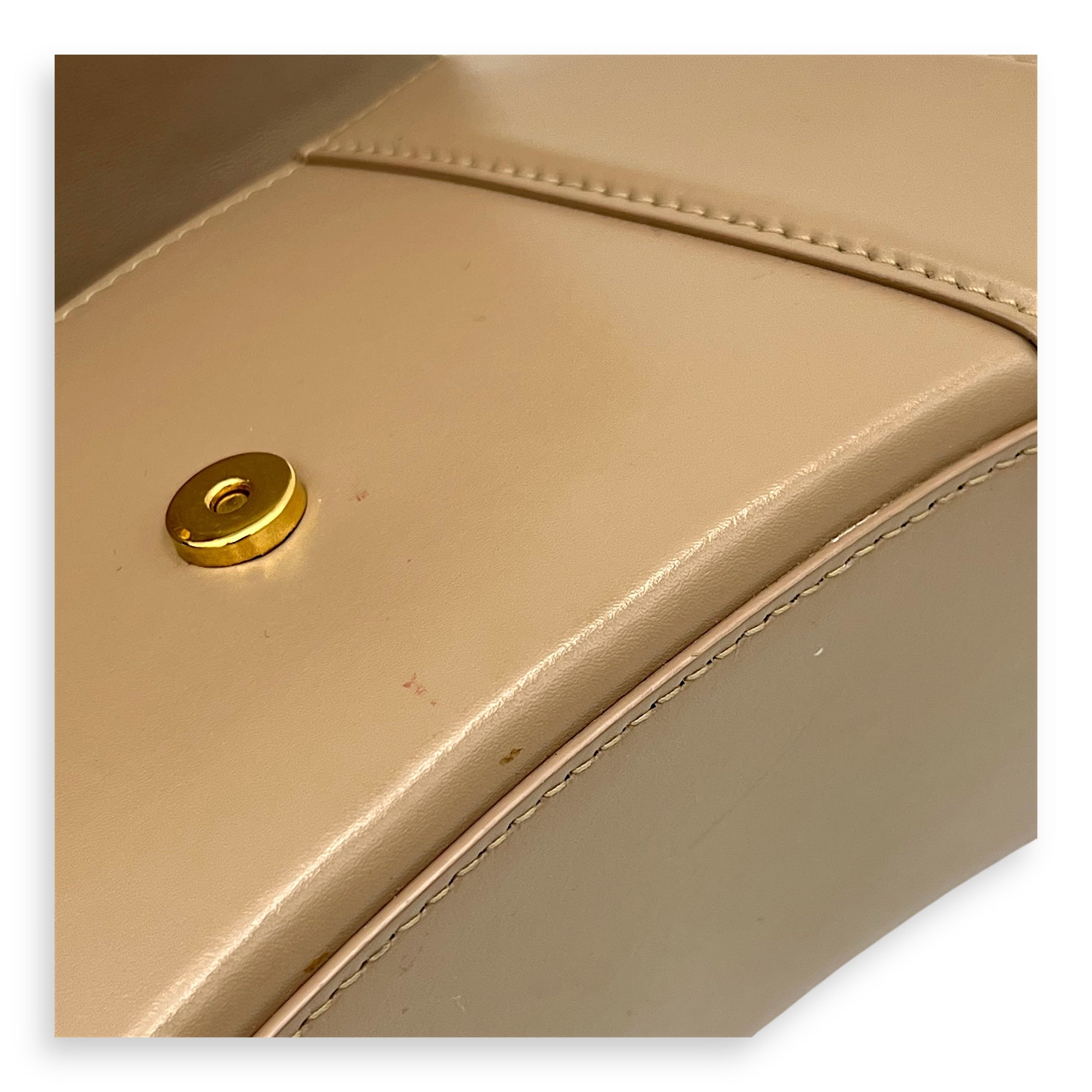 Balenciaga Hourglass Small Beige Top Handle Bag in Calfskin, Gold hardware_11
