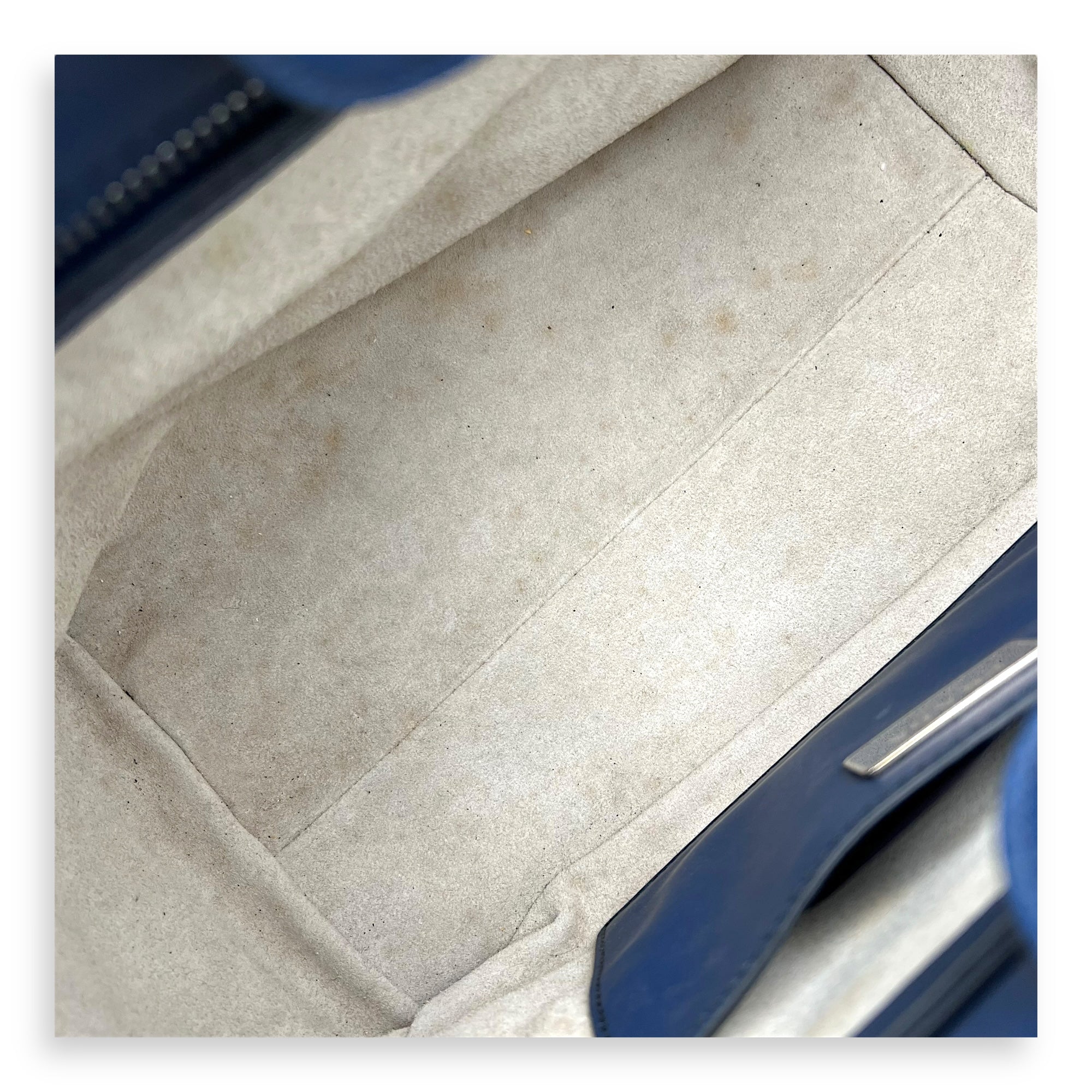 Prada Logo Top Handle Bag Blue in Calfskin, Gold hardware_11
