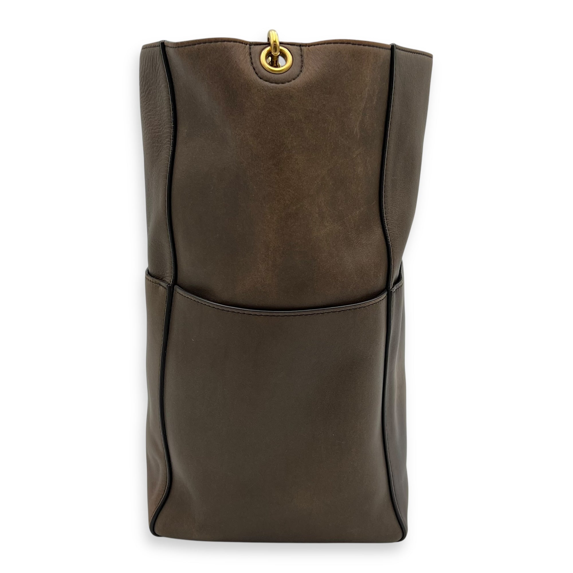 Celine Sangle Shoulder Bag Brown in Calfskin, Gold hardware_4