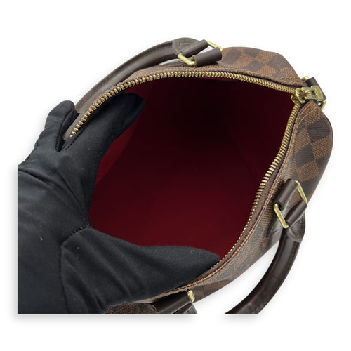 Louis Vuitton Speedy Bandouliere Top Handle Bag 25 Brown in Coated Canvas, Gold hardware_11