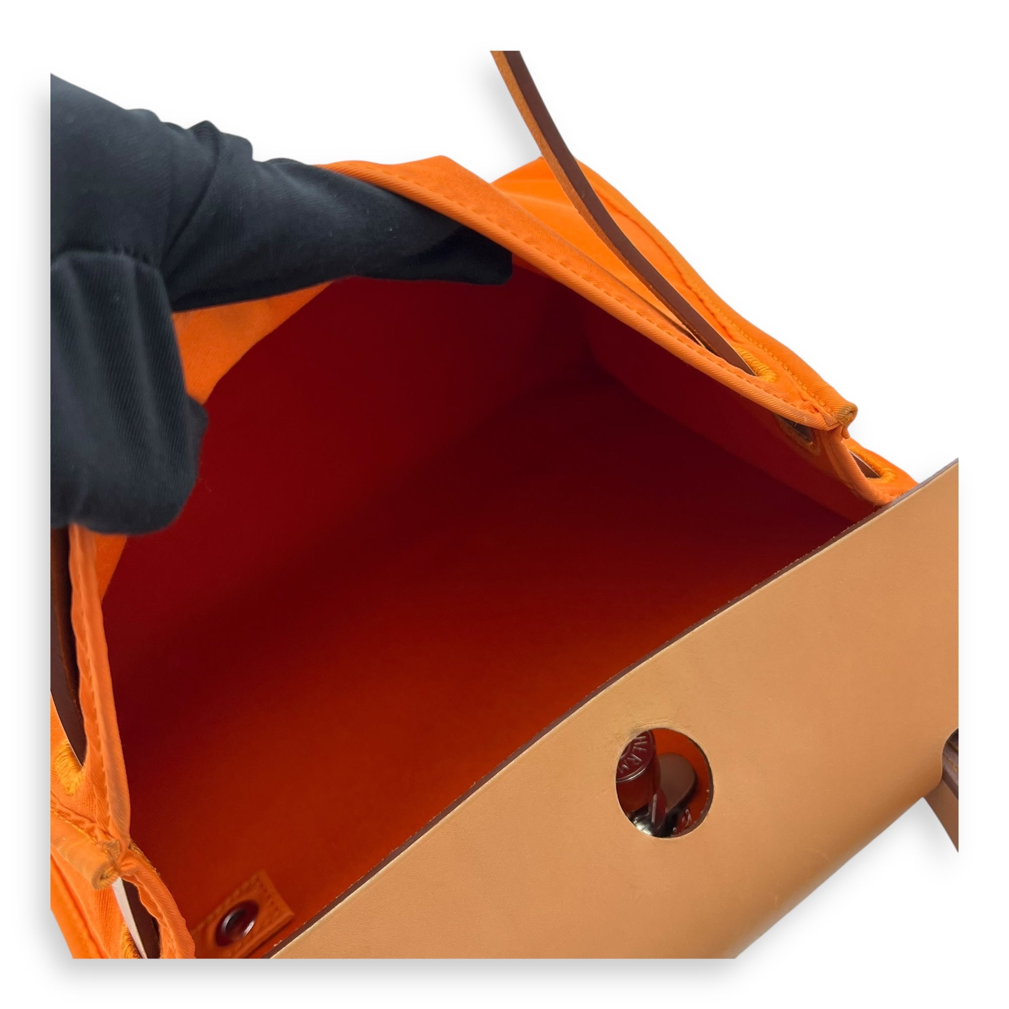 Hermès Herbag 31 Orange Top Handle Bag in Canvas, Silver hardware_11