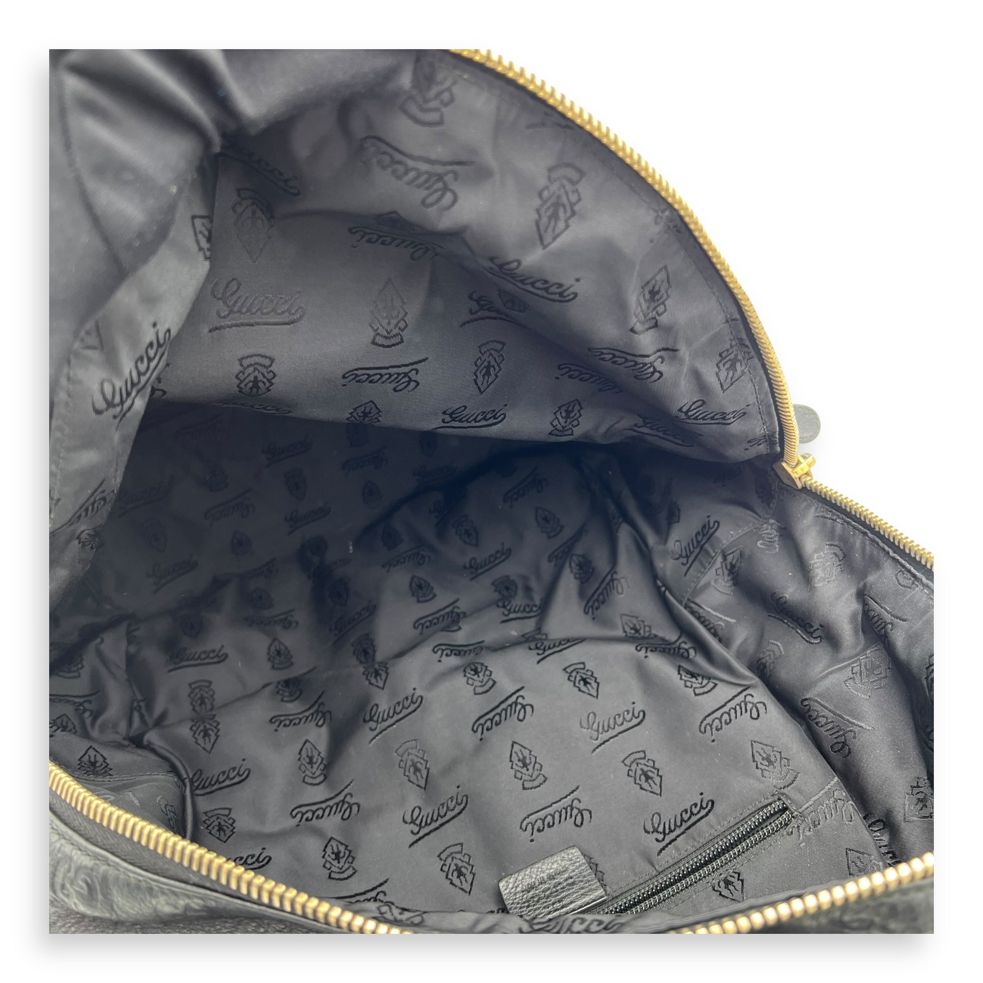 Gucci Guccissima Backpack Black in Calfskin, Gold hardware_11