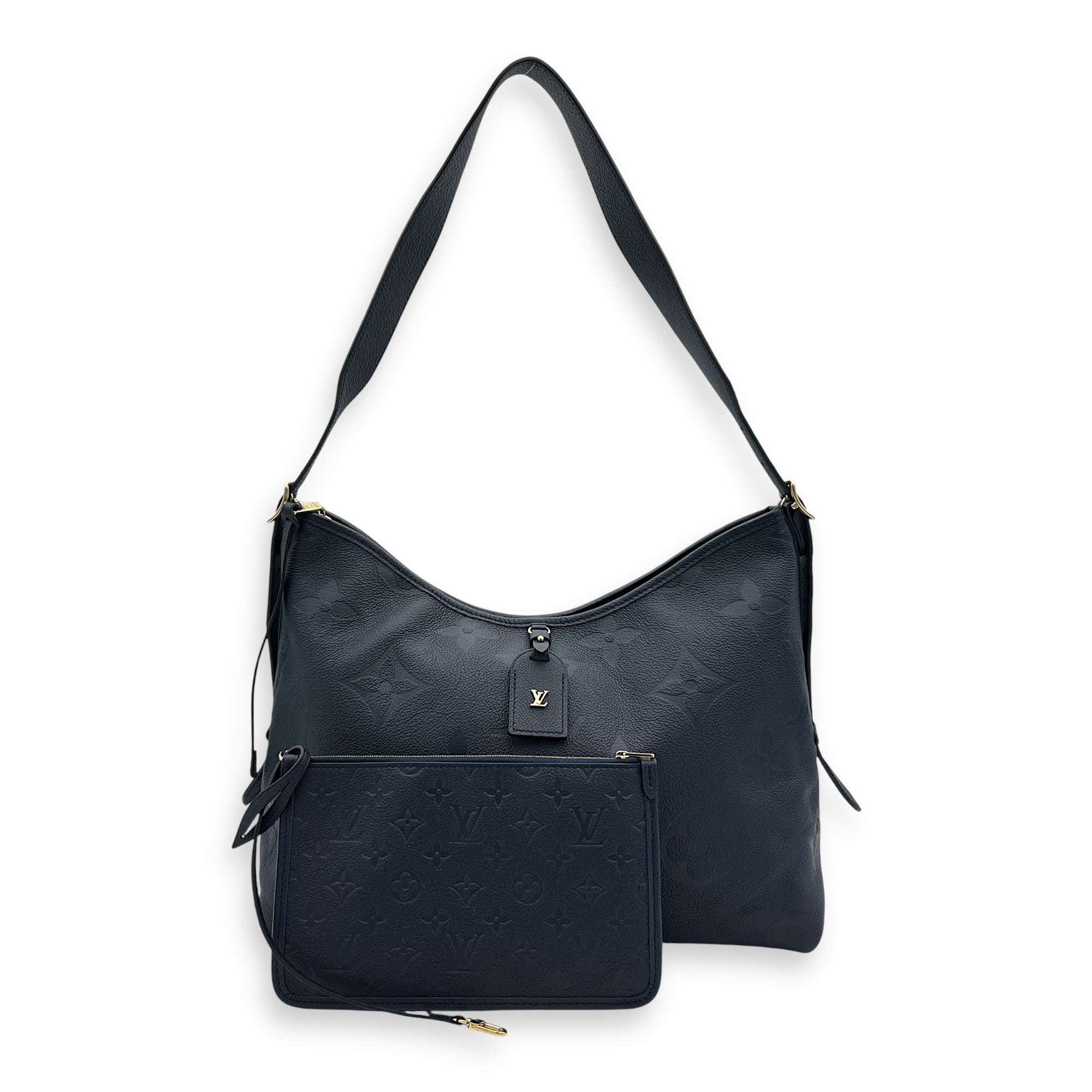 Louis Vuitton Carryall MM Blue Shoulder Bag in Empreinte Leather, Gold hardware_13