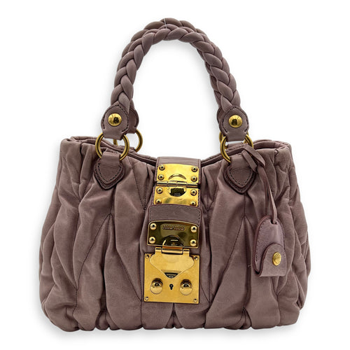 Miu Miu Gaufre Top Handle Bag Pink in Calfskin, Gold hardware_1