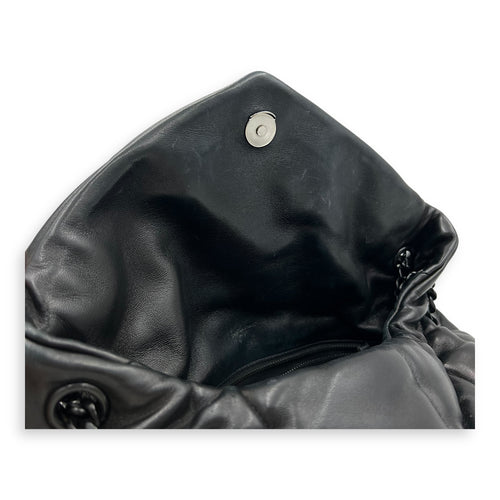 Saint Laurent Puffer Shoulder Bag Black in Lambskin, Lacquered Metal hardware_11