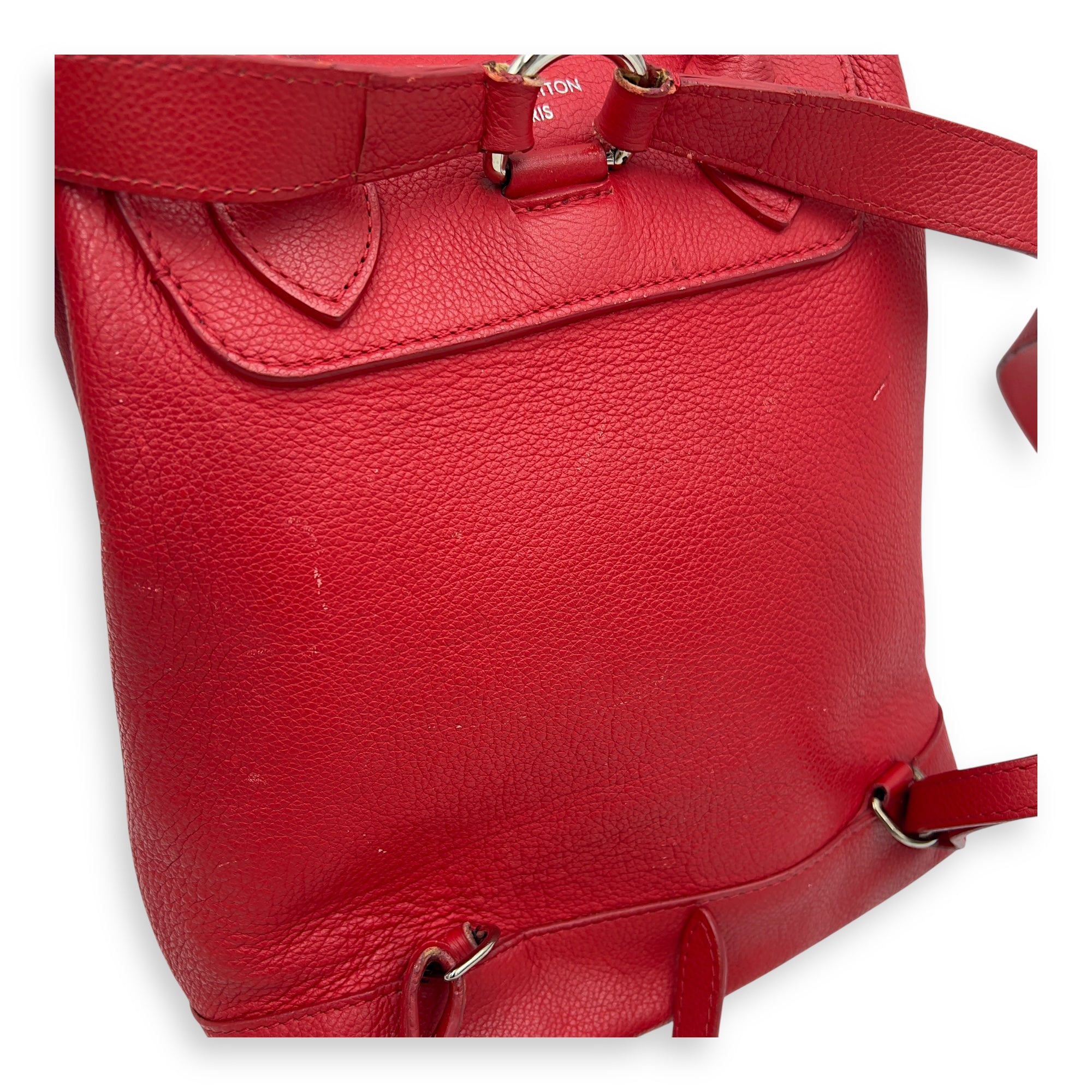 Louis Vuitton Lock Me Backpack Red in Taurillon Leather, Silver hardware_9