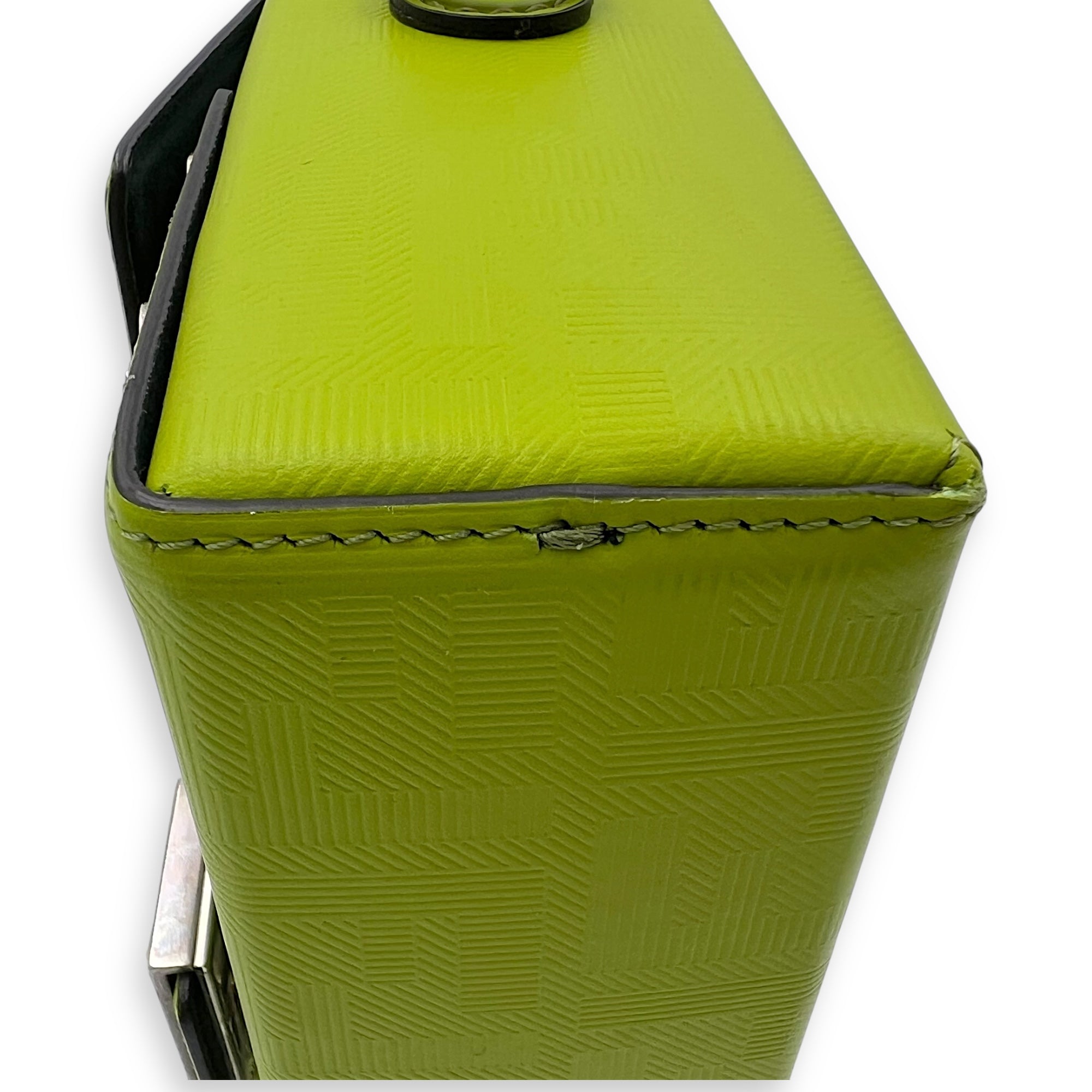 Fendi Baguette Crossbody Bag Yellow in Calfskin, Silver hardware_10