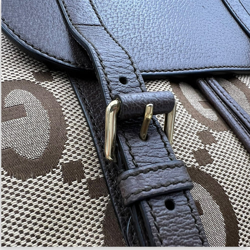 Gucci GG Backpack Brown in Canvas, Gold hardware_11