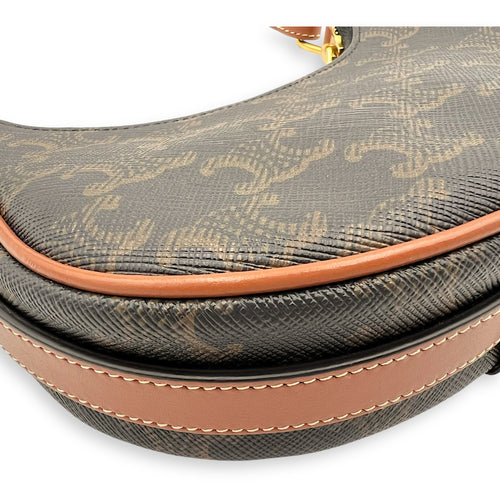 Celine Ava Shoulder Bag Brown in Coated Canvas, Gold hardware_11