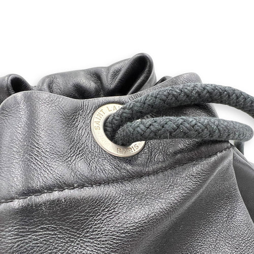 Saint Laurent Logo Backpack Black in Calfskin, Silver hardware_11