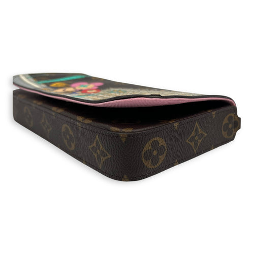 Louis Vuitton Vivienne Christmas Felicie Brown Wallet On Chain in Monogram Coated Canvas, Gold hardware_9