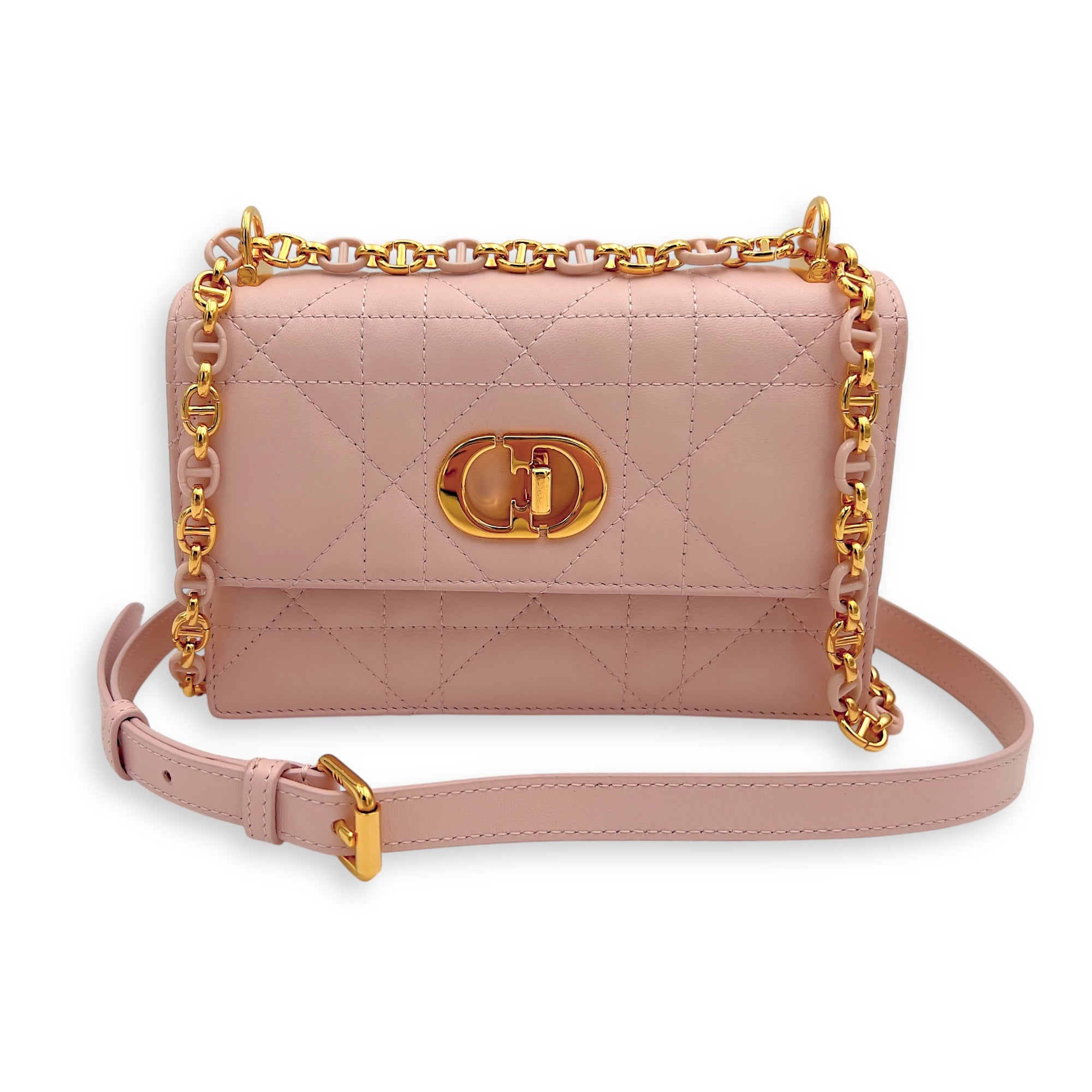 Dior Miss Caro Shoulder Bag Pink in Lambskin, Gold hardware_9