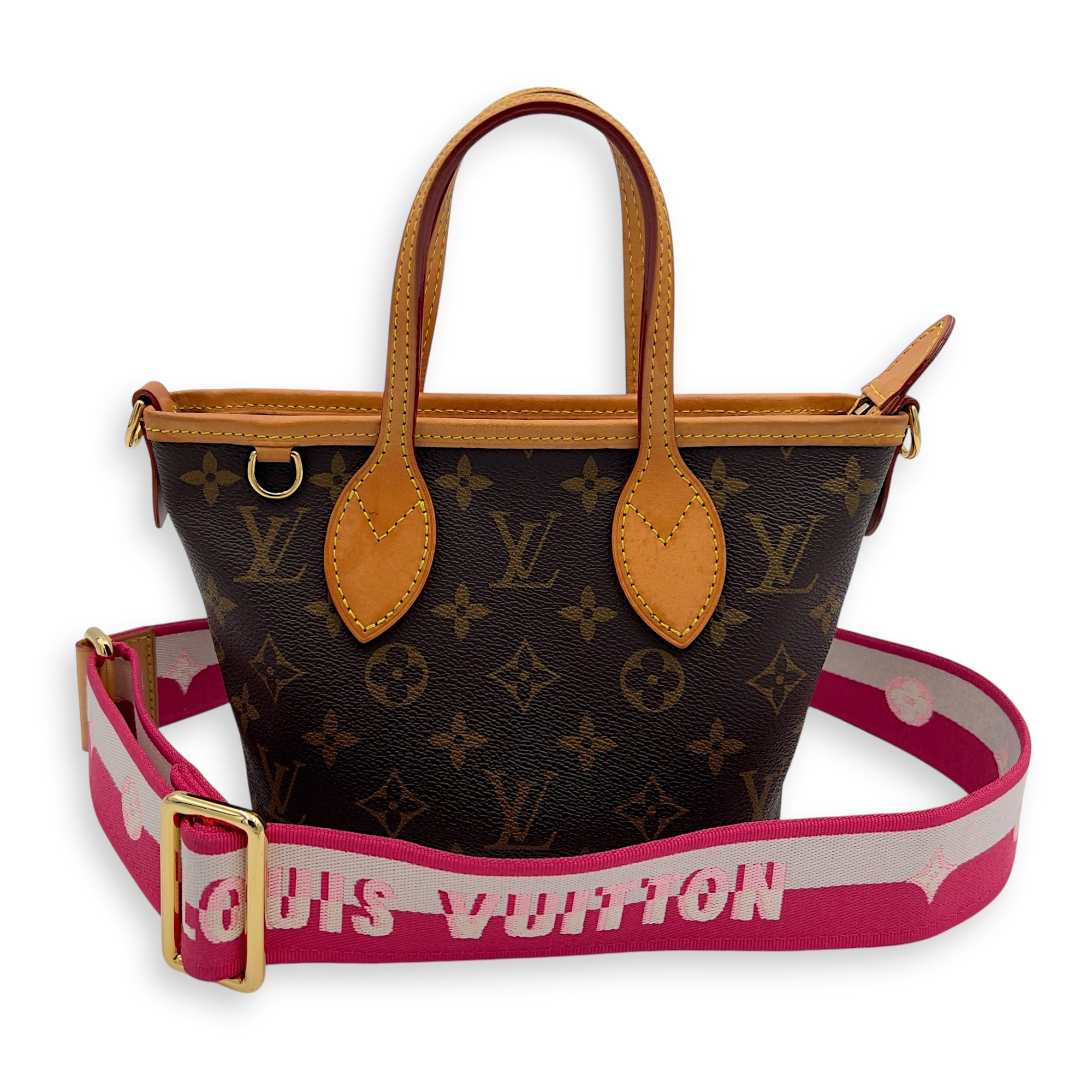 Louis Vuitton Neverfull Crossbody Bag BB Brown in Monogram Coated Canvas, Gold hardware_11