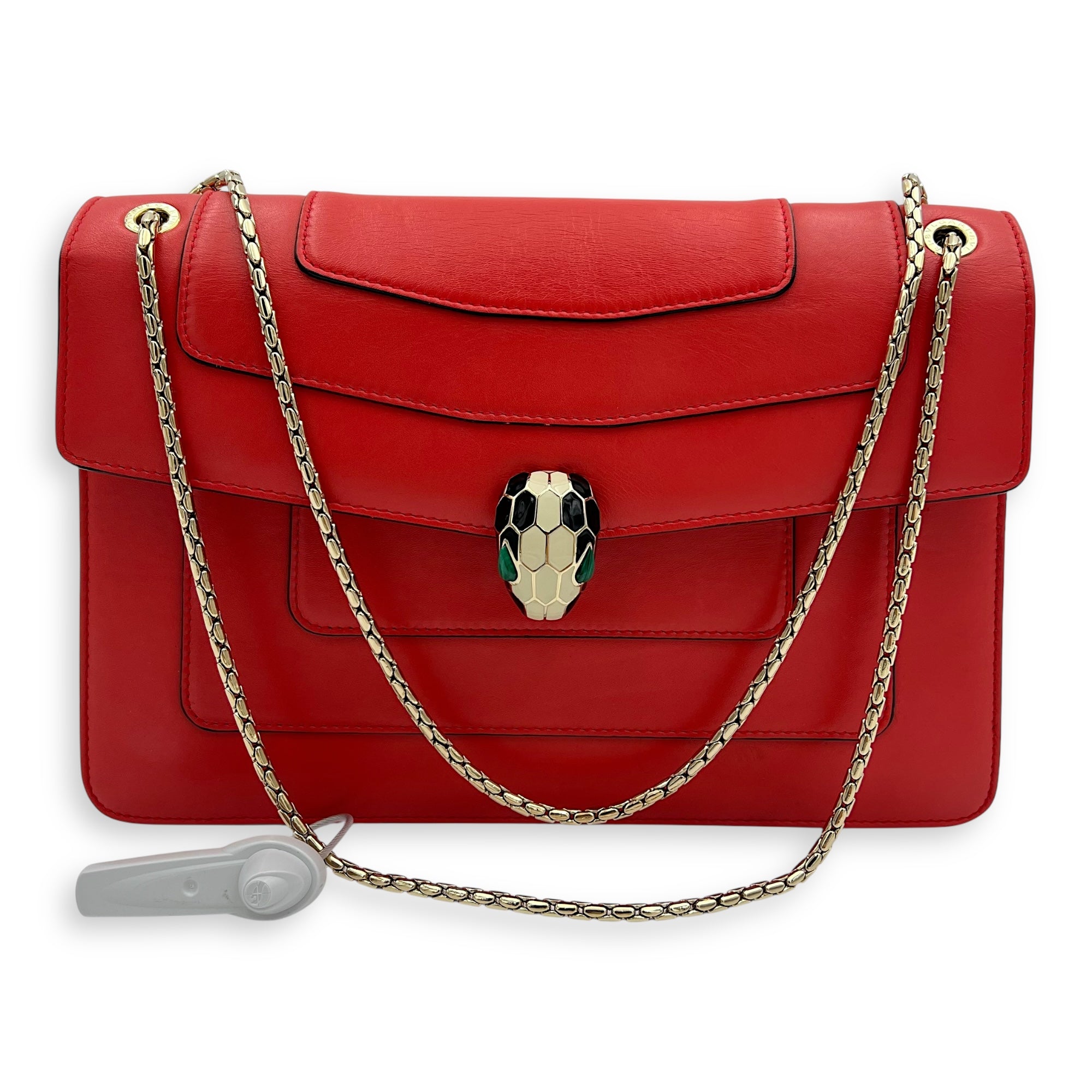 Bvlgari Serpenti Forever Shoulder Bag Red in Calfskin, Gold hardware_9