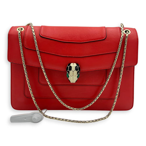 Bvlgari Serpenti Forever Shoulder Bag Red in Calfskin, Gold hardware_9