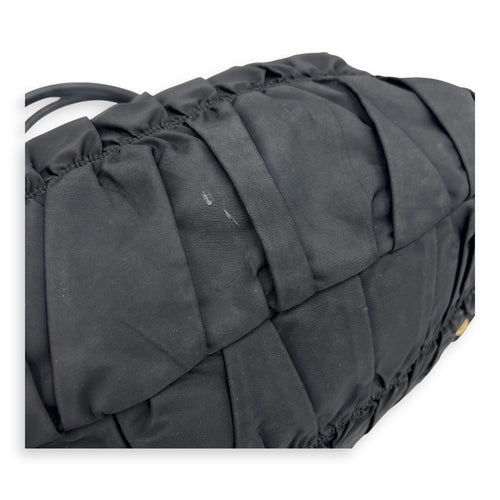 Prada Gaufre Top Handle Bag Black in Nylon, Gold hardware_13