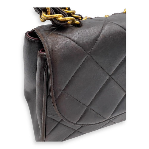 Chanel Vintage Quilted CC Top Handle Bag Brown in Lambskin, Gold hardware_11