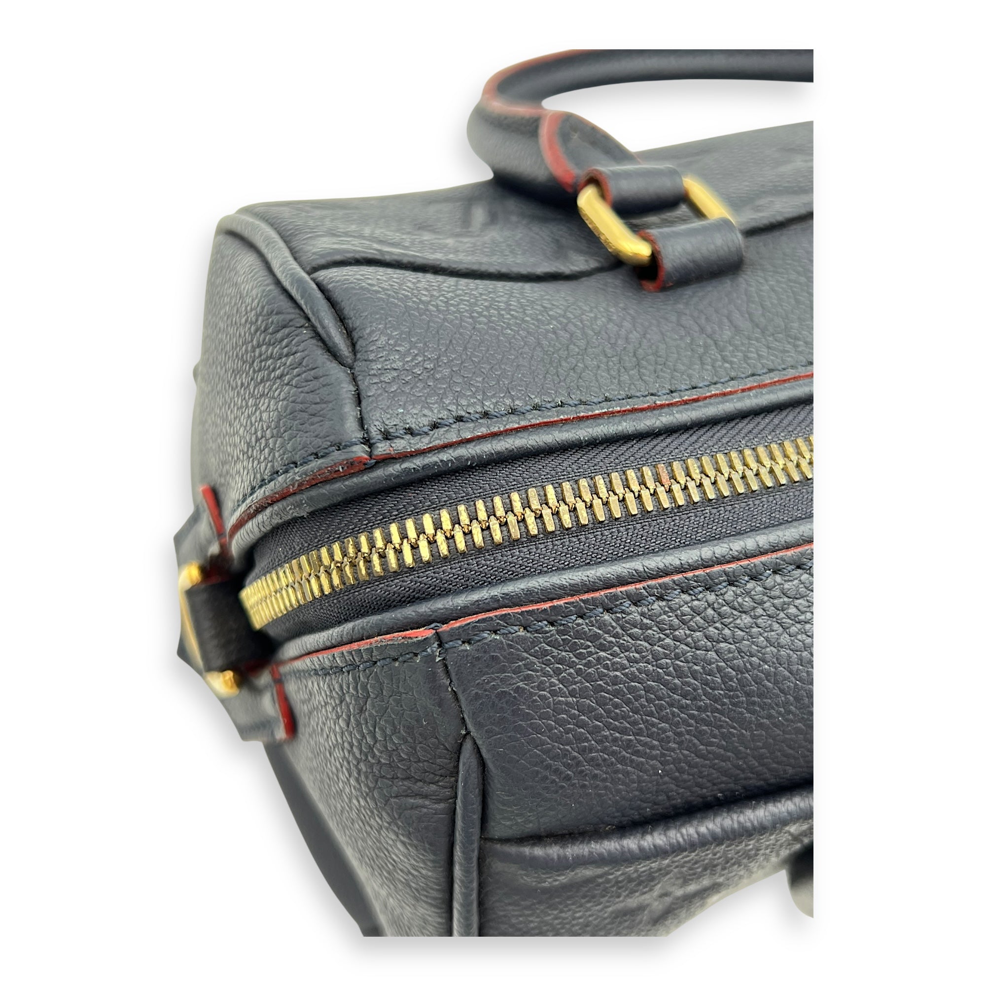 Louis Vuitton Speedy Bandouliere Top Handle Bag 25 Blue in Empreinte Leather, Gold hardware_10