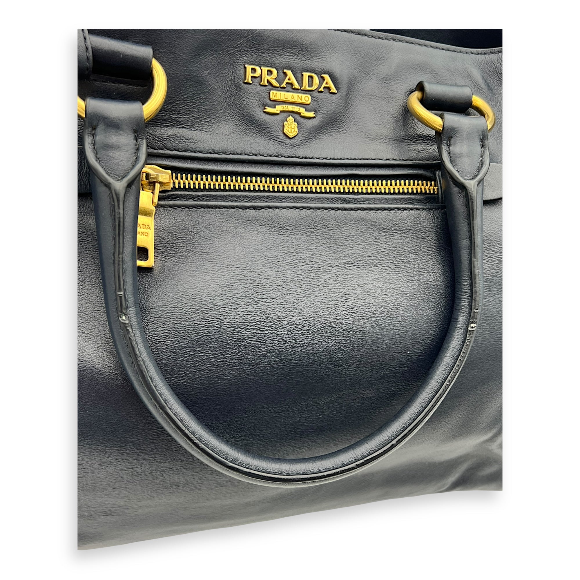 Prada 2 way bag Top Handle Bag Blue in Calfskin, Gold hardware_2