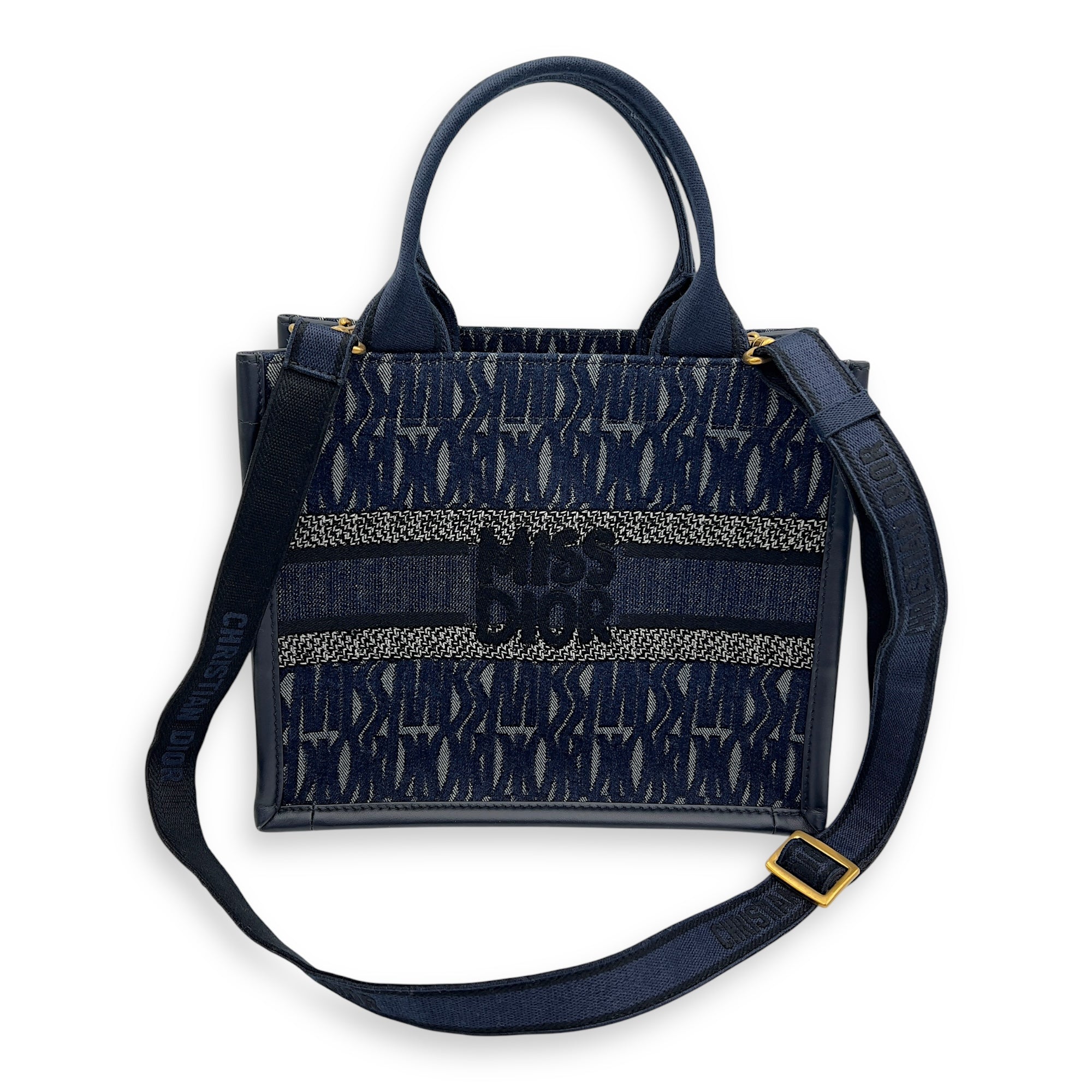 Dior Book Tote Small Blue Top Handle Bag in Denim_9