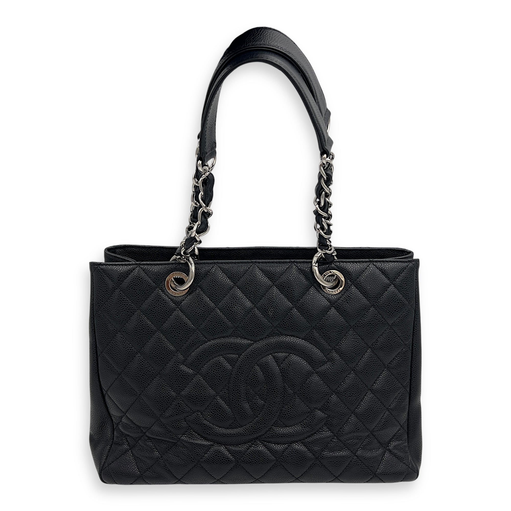 Chanel GST Tote Bag Black in Caviar Leather, Silver hardware_9