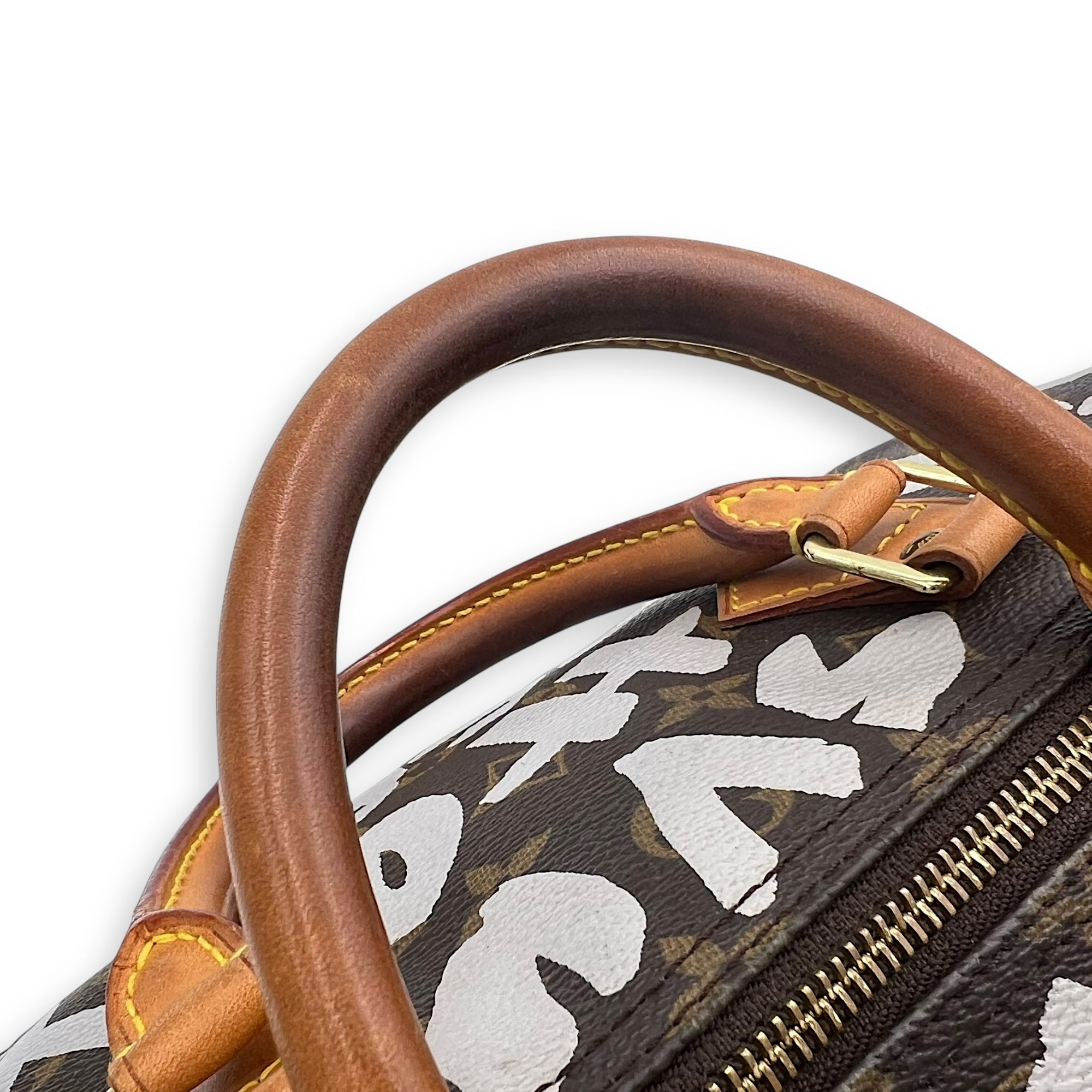 Louis Vuitton Speedy Sprouse Top Handle Bag 30 Brown in Monogram Coated Canvas, Gold hardware_10