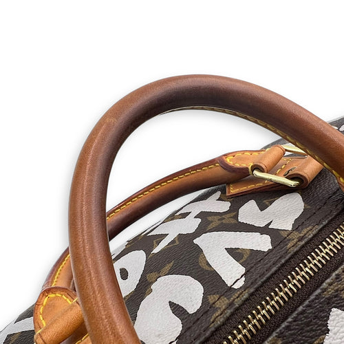 Louis Vuitton Speedy Sprouse Top Handle Bag 30 Brown in Monogram Coated Canvas, Gold hardware_10