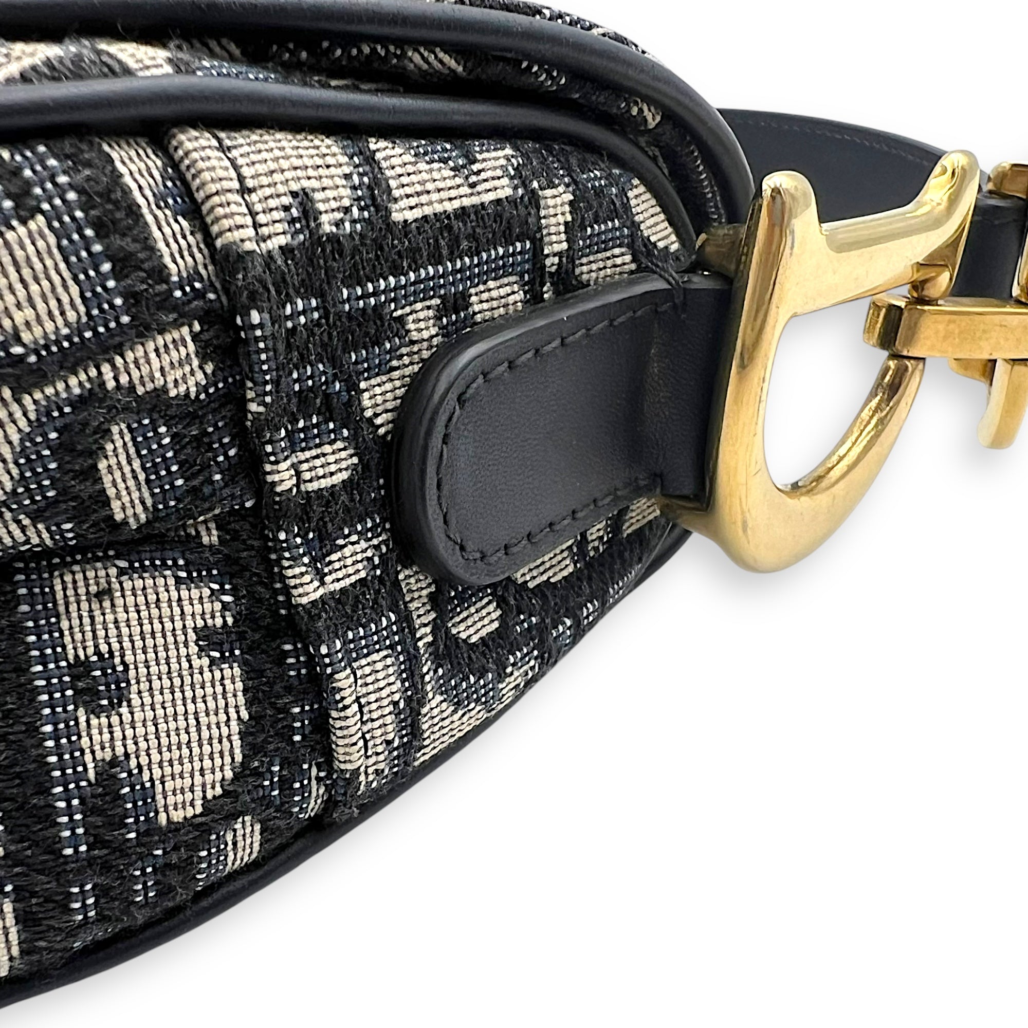 Dior Saddle Shoulder Bag Medium Blue in Jacquard, Gold hardware_11