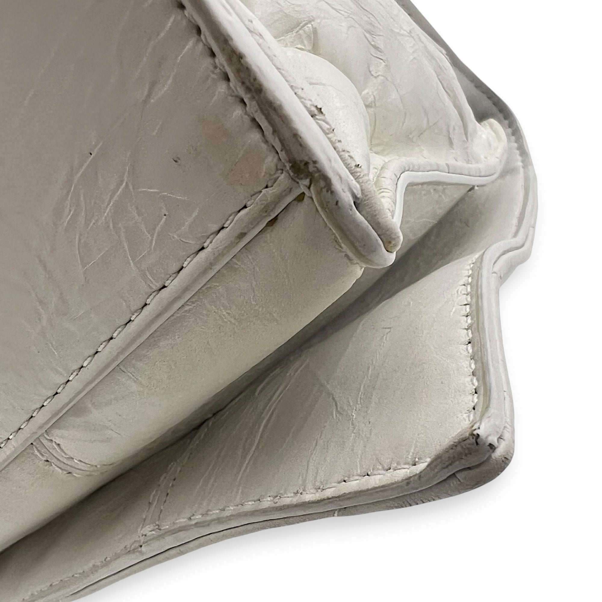 Balenciaga Crush Shoulder Bag White in Calfskin, Silver hardware_11