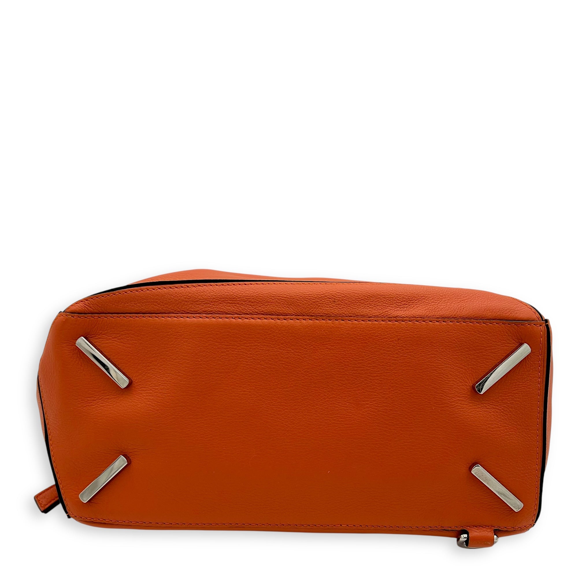 Loewe Puzzle Medium Orange Crossbody Bag in Calfskin, Silver hardware_11