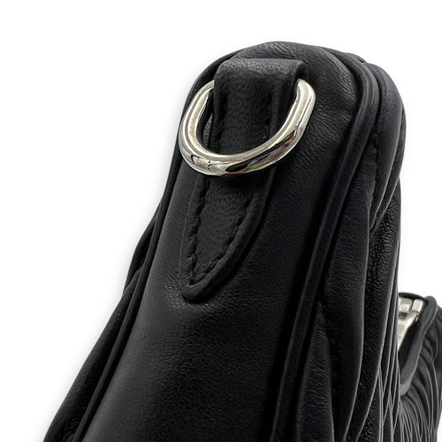 Miu Miu Matelassé Shoulder Bag Black in Lambskin, Silver hardware_11
