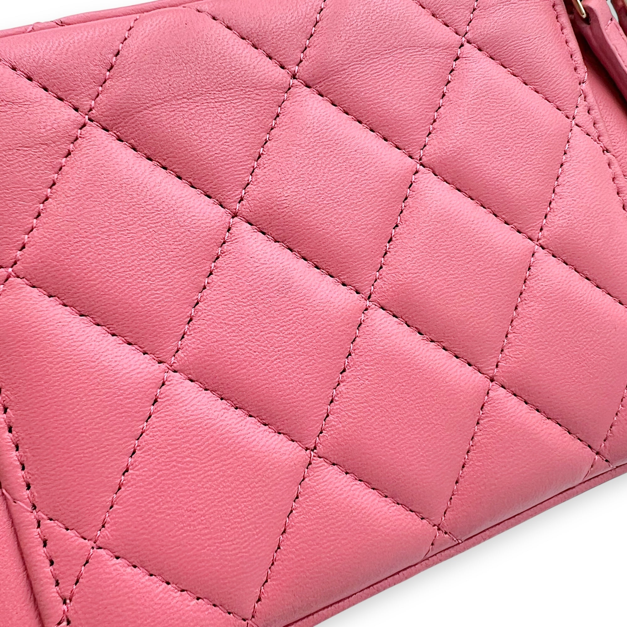 Chanel Vanity Top Handle Bag Pink in Lambskin, Gold hardware_11