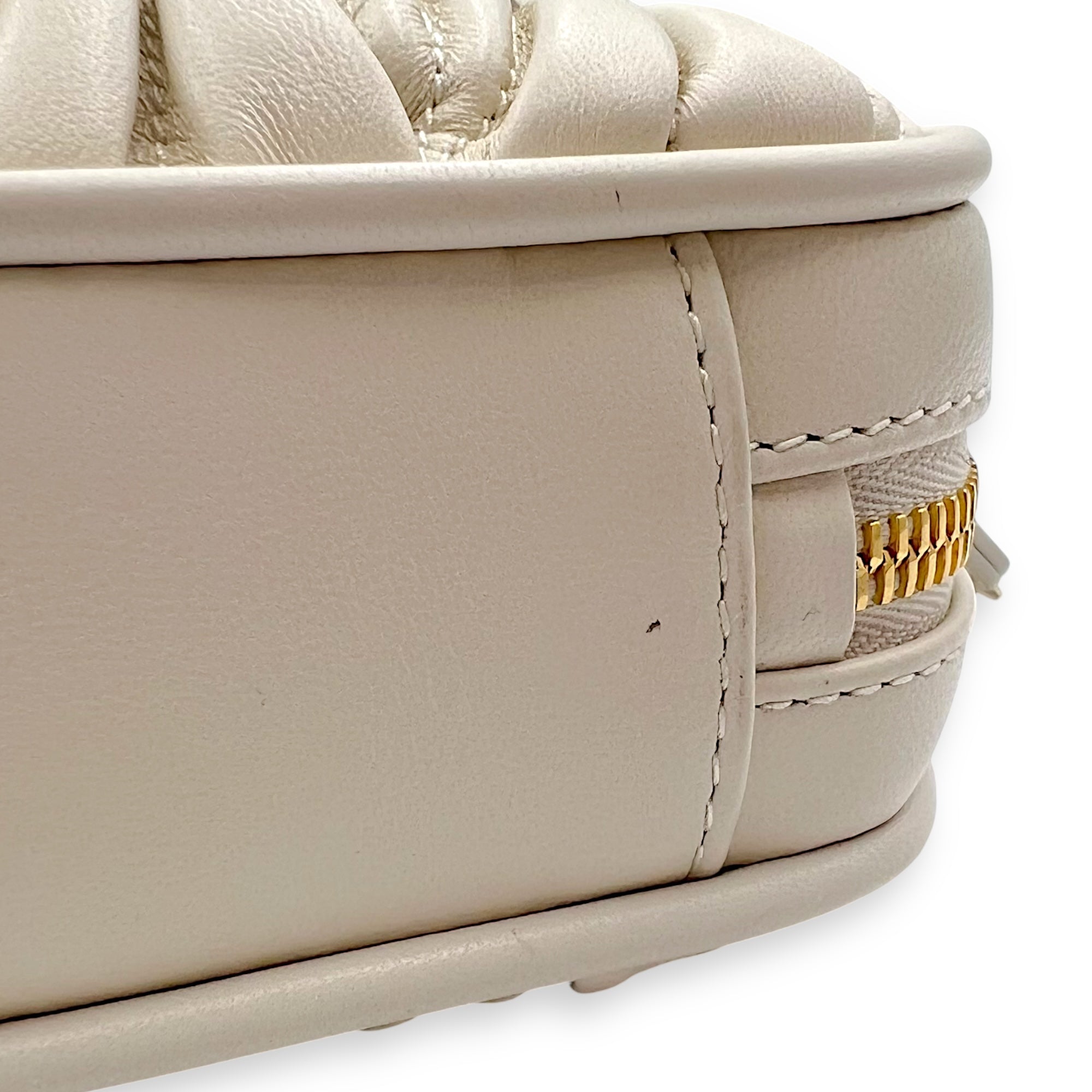Miu Miu Arcadie Top Handle Bag White in Calfskin, Gold hardware_11