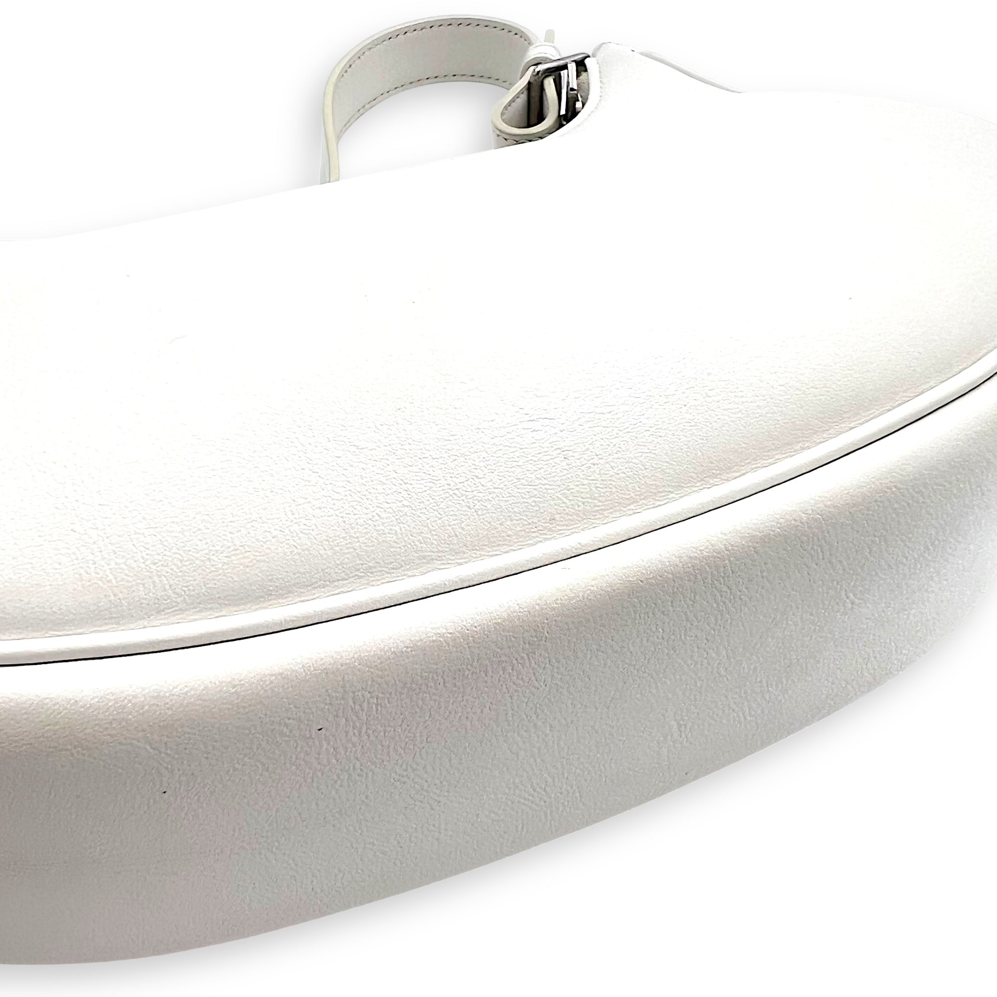 Celine Ava Shoulder Bag White in Calfskin, Silver hardware_11