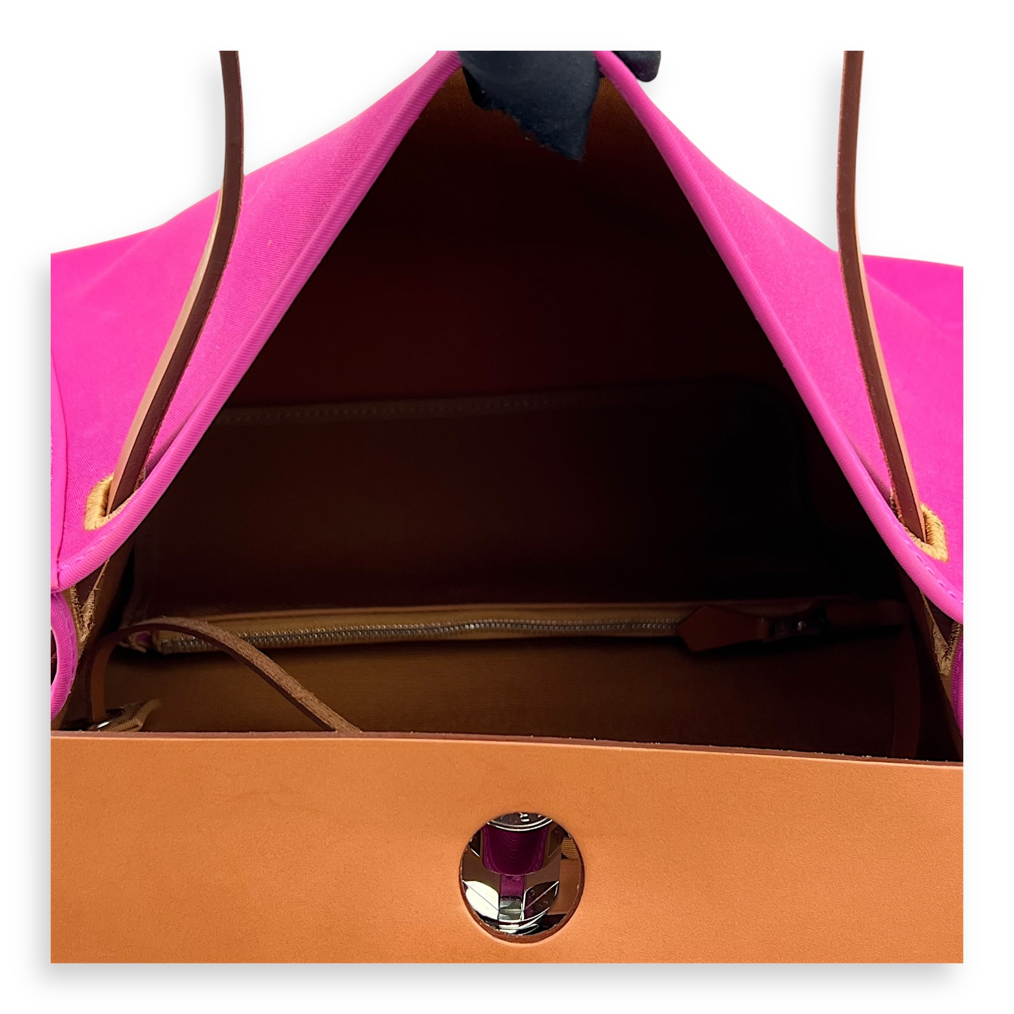 Hermès Herbag 31 Rose Pourpre Fauve Shoulder Bag in Canvas, Palladium hardware_6