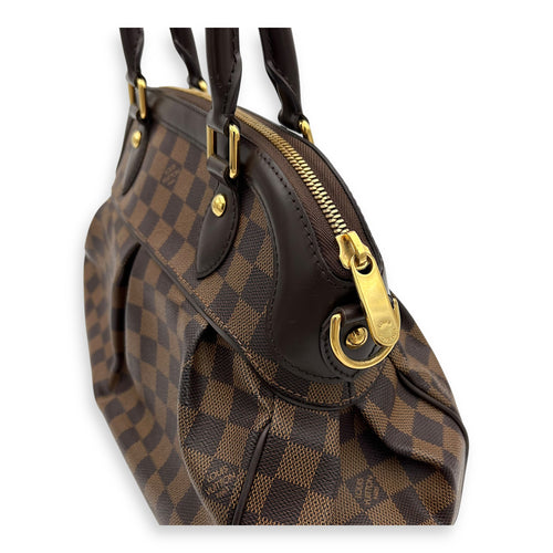Louis Vuitton Trevi PM Damier Ebene Top Handle Bag in Coated Canvas, Gold hardware_9
