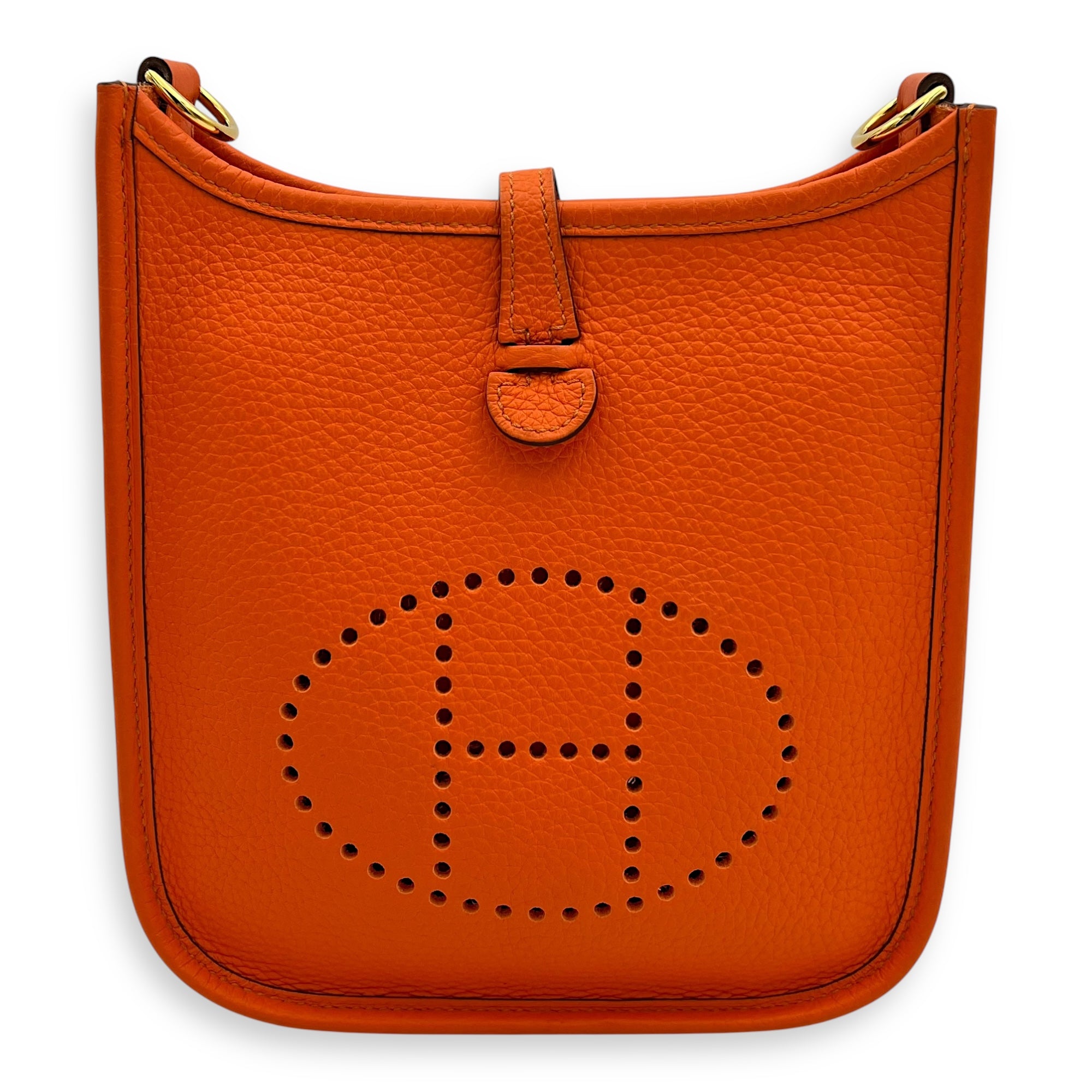Hermès Evelyne Orange in Clemence, Gold hardware_2