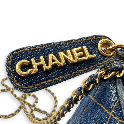 Chanel Denim CC Quilted Turnlock Crossbody Bag Blue in Denim, Gold hardware_10