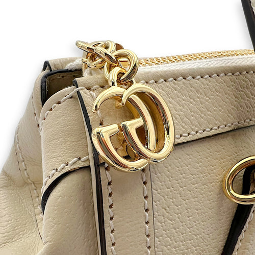 Gucci Ophidia Top Handle Bag White in Calfskin, Gold hardware_11